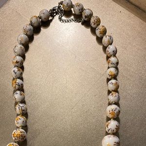 Anthropologie Jewelry - Vintage Anthro Yellow Floral White Bead Necklace Anthropologie Jewelry - Vintage Anthro Yellow Floral White Bead Necklace